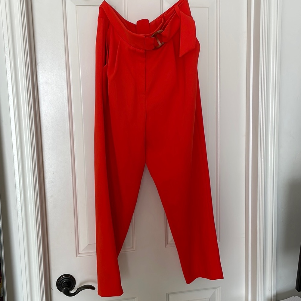 Orange/red high wasted trouser pant